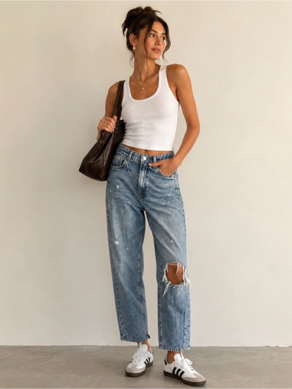 Zara Mom Fit Distressed Staggered Hem Jeans Sz 4